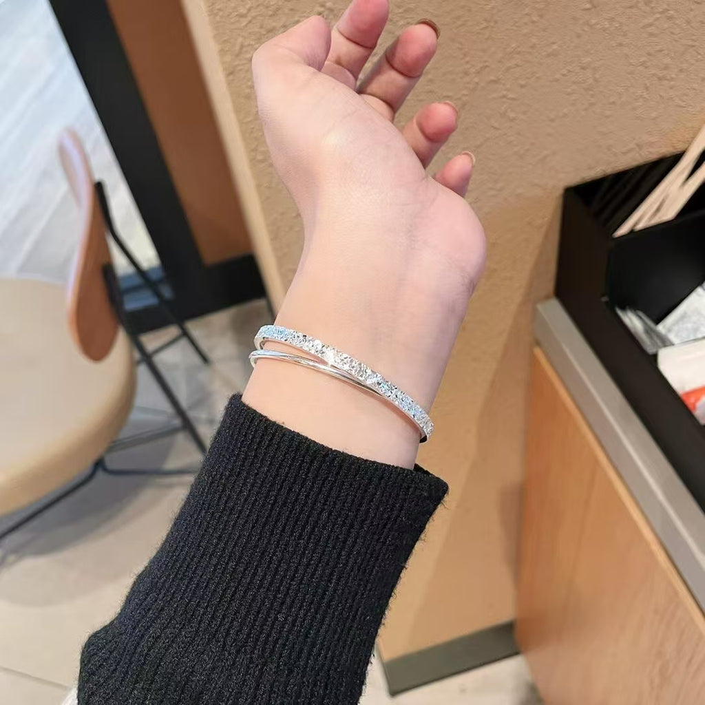 双环碎冰冰轻奢简约不掉色手镯送闺蜜女友礼物
