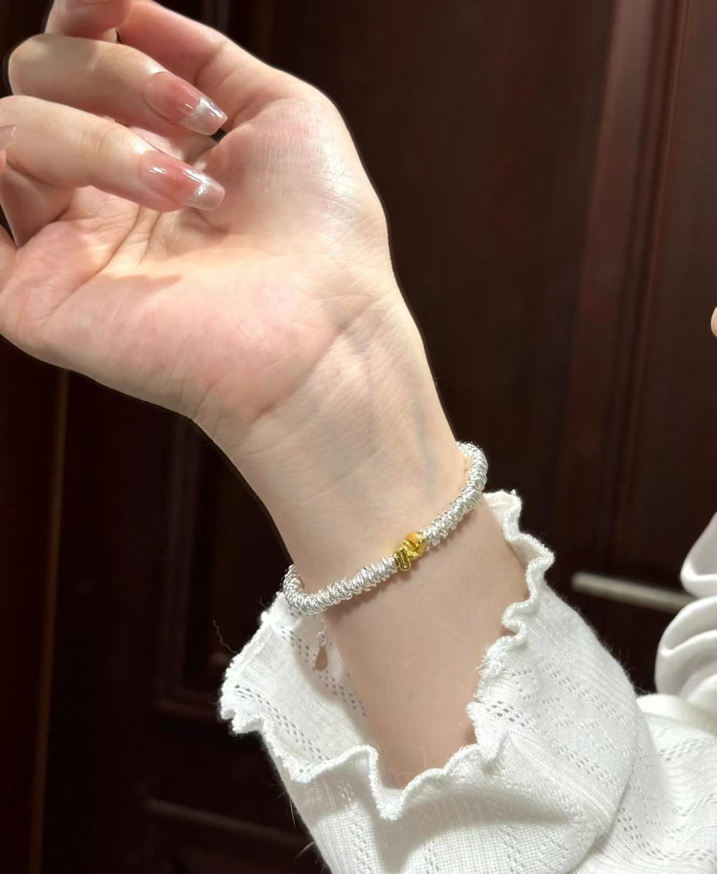 盘缠碎银子金色奶酪手链小众百搭，送闺蜜女友惊喜礼物