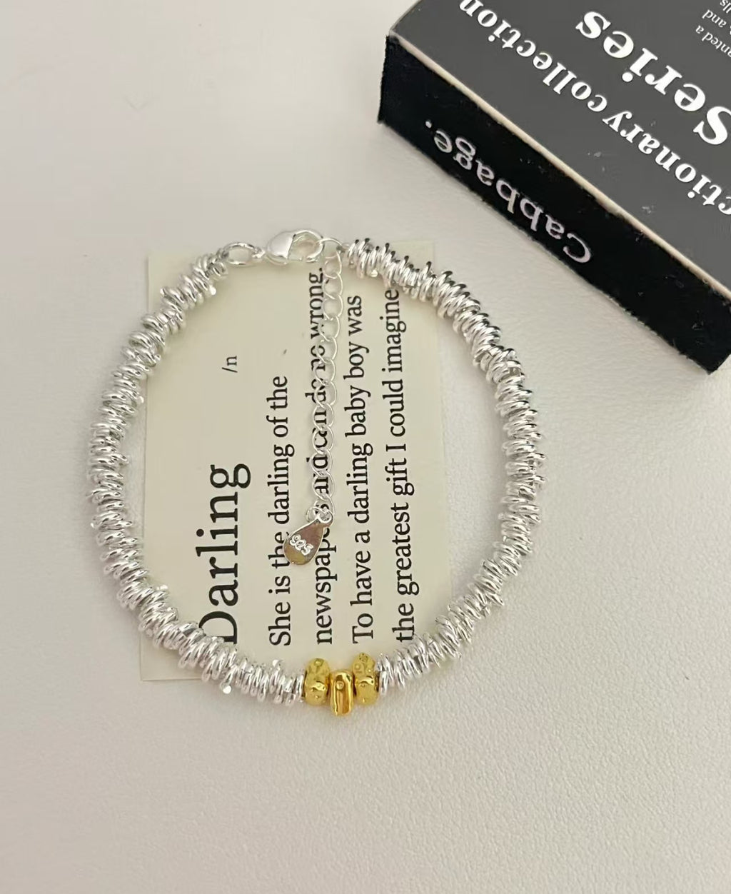 盘缠碎银子金色奶酪手链小众百搭，送闺蜜女友惊喜礼物