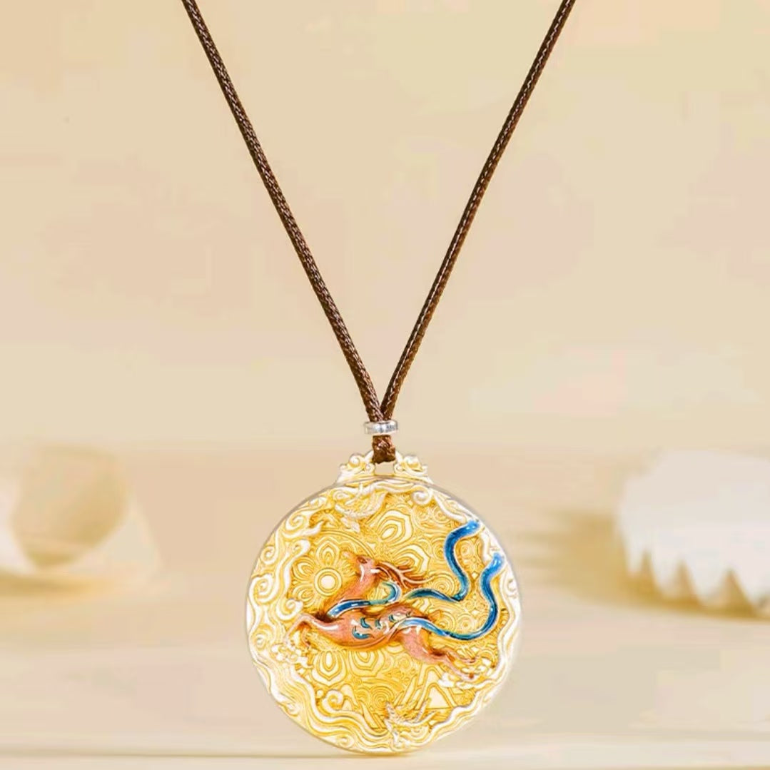 Dunhuang Flying Apsaras Pendant Necklace, Retro Oriental Aesthetic Jewelry for Women