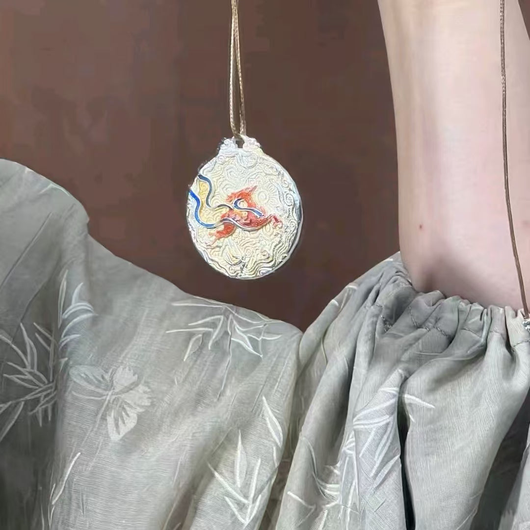 Dunhuang Flying Apsaras Pendant Necklace, Retro Oriental Aesthetic Jewelry for Women