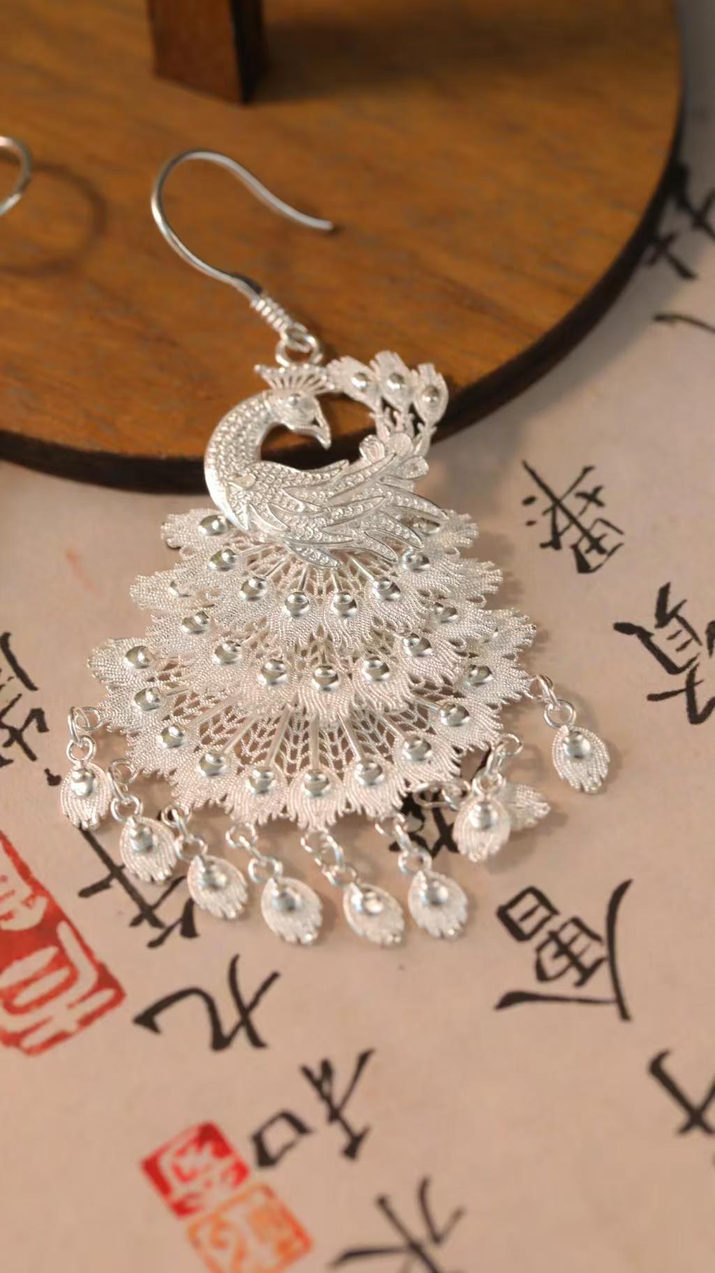 Starwhisper Jewelry | Vintage Peacock Filigree Earrings