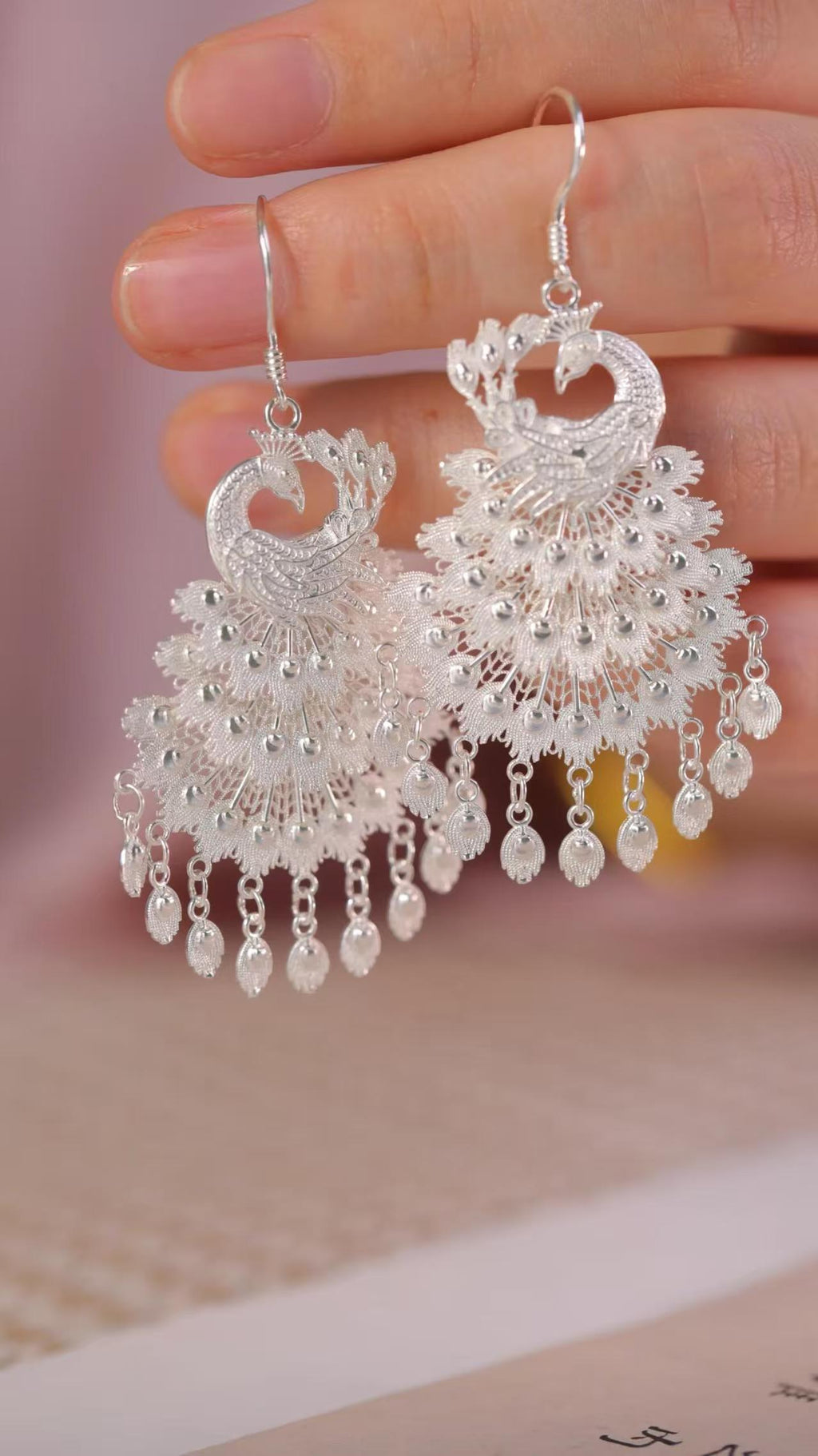 Starwhisper Jewelry | Vintage Peacock Filigree Earrings