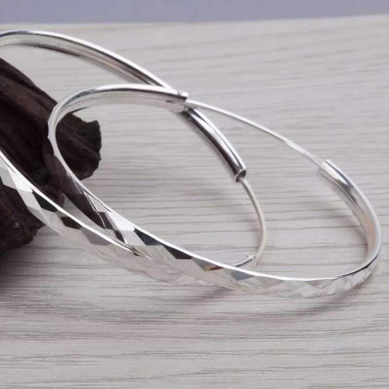 Faceted Cut Large Hoop Earrings Daily Wear Classic Women Fashion Jewelry Gift