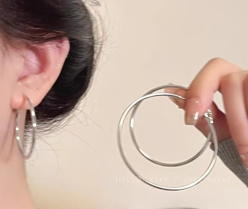 Faceted Cut Large Hoop Earrings Daily Wear Classic Women Fashion Jewelry Gift