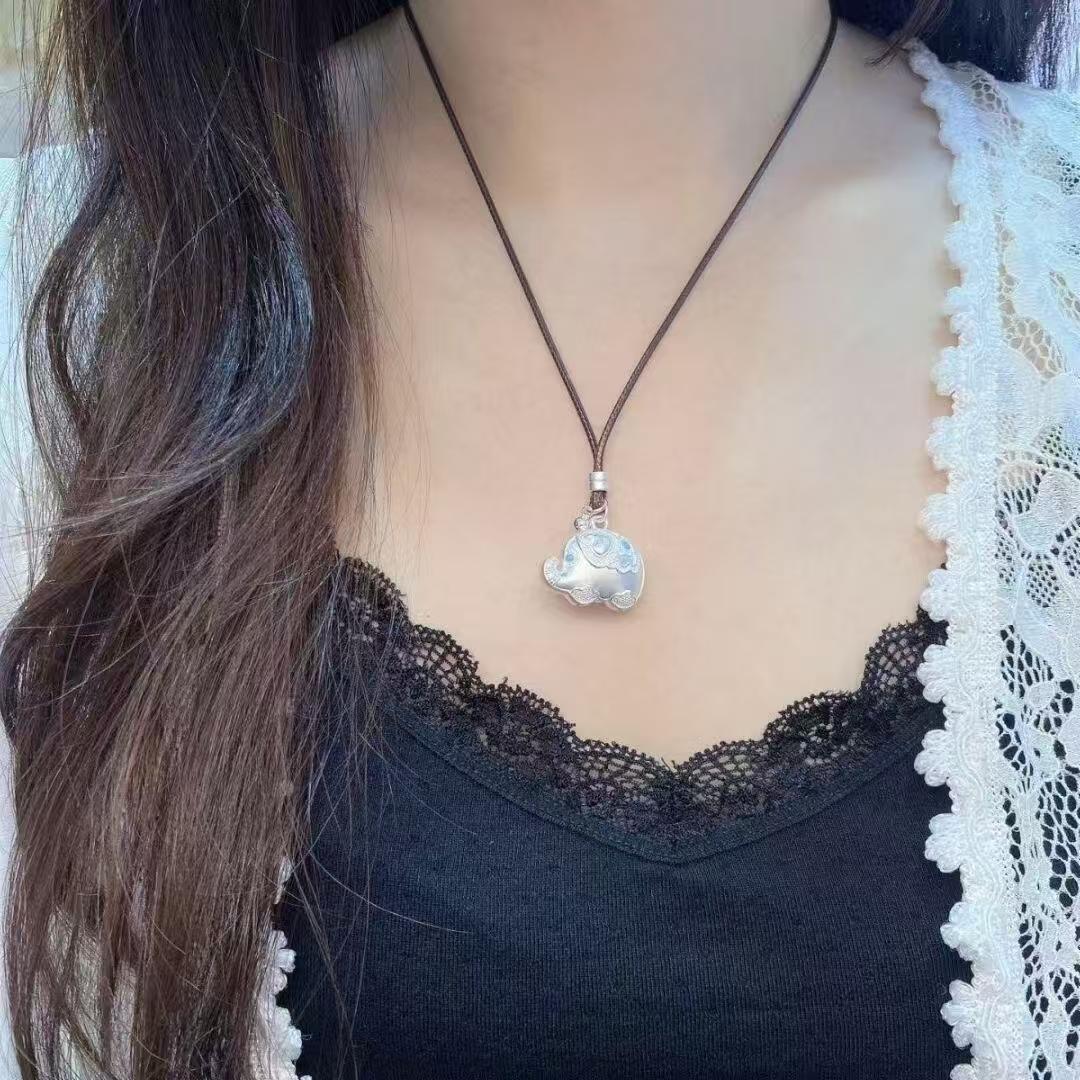 Fashion Elephant Pendant Necklace Bohemian Animal Theme Charm Jewelry Daily Outfit Accessory Gift for Women Girl Friend