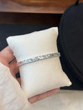 Three-Faceted Ice Texture Closed Silver Bangle, Fashion Versatile Holiday Gift