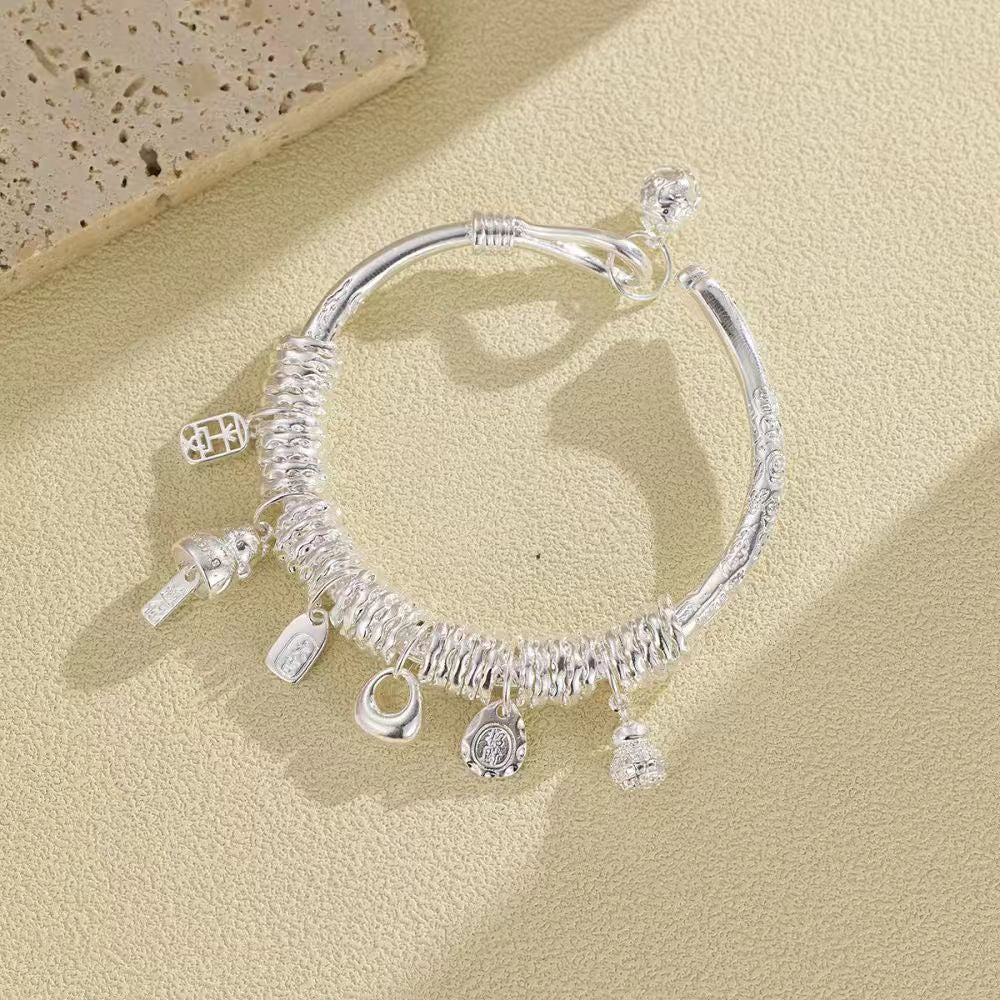 cat paw bangle, adjustable bracelet, lucky charm bracelet, pendant bangle