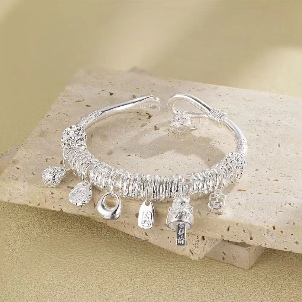 cat paw bangle, adjustable bracelet, lucky charm bracelet, pendant bangle